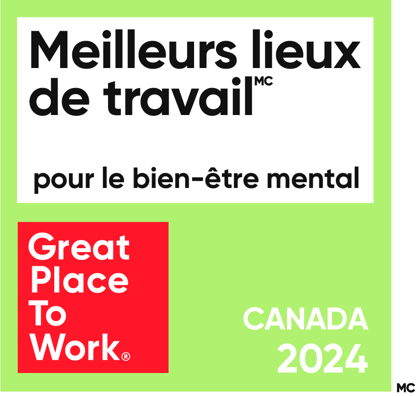 Badge Meilleurs Lieux de Travail pour le Bien-Être Mental Canada 2024 de Great Place to Work.