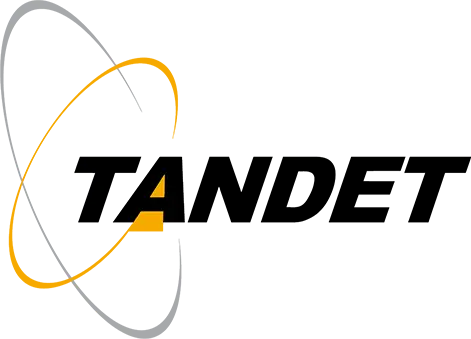 Tandet company logo in yellow and black with stylized elements.